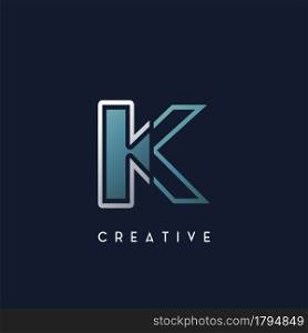Abstract Techno Outline Letter K Logo vector template design.