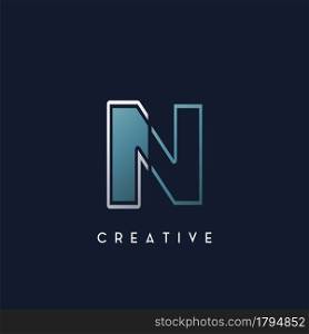 Abstract Techno Outline Letter N Logo vector template design.