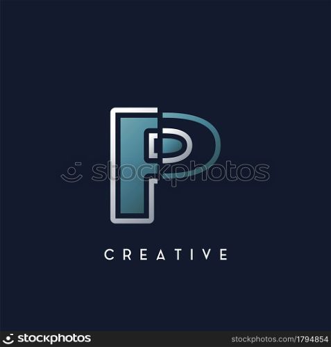 Abstract Techno Outline Letter P Logo vector template design.