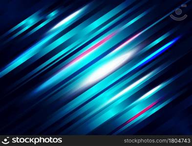 Abstract technologey blue background with light stripe line diagonal. Vector illustration