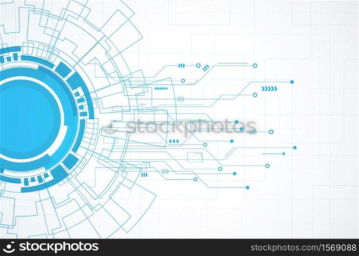 Abstract Technology Background , Circle digital , blue circuit board