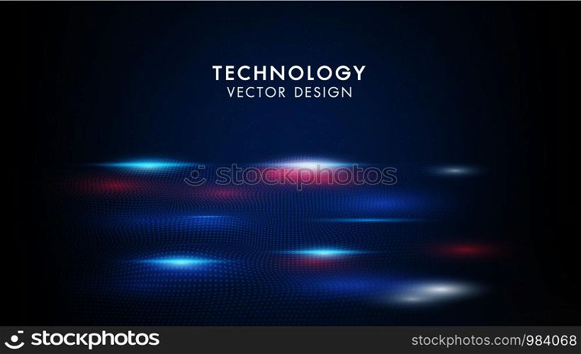 Abstract technology background geometric waves and communication with connecting dots and lines. Sense of science and cyber technology network futuristic graphic design.