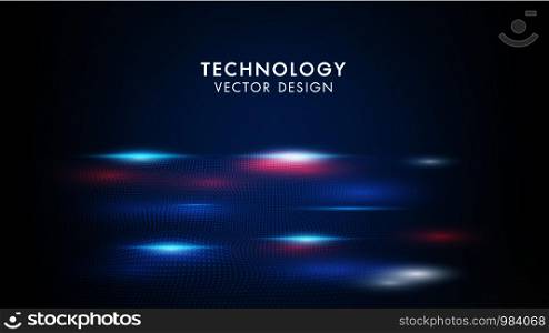 Abstract technology background geometric waves and communication with connecting dots and lines. Sense of science and cyber technology network futuristic graphic design.
