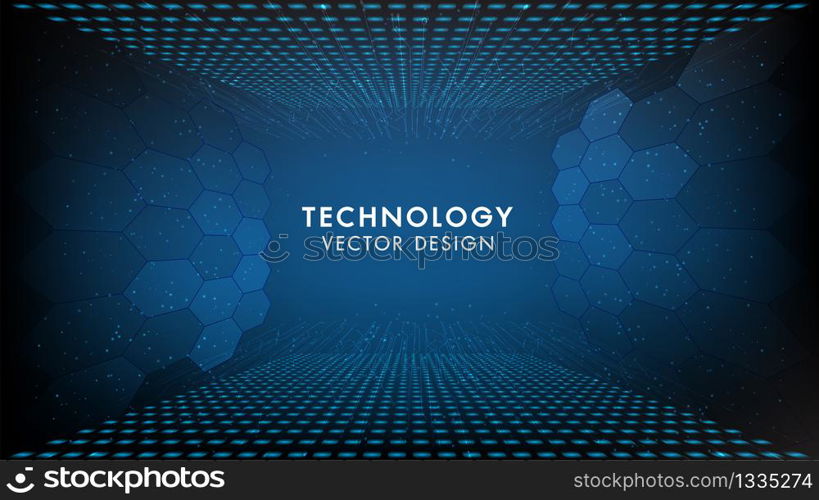 Abstract technology background Hi-tech communication concept, technology, digital business, innovation, science fiction scene vector illustration with copy-space.