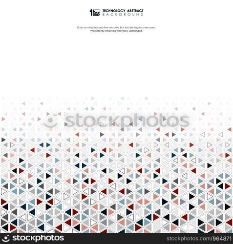Abstract technology background of hex triangles colors pattern design. You can use for modern presentation of futuristic, ad, poster, cover print, artwork. illustration vector eps10