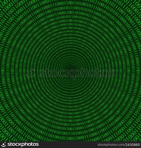 Abstract Technology Background. Web Developer. Computer Code. Programming. Coding. Hacker concept. Vector Illustration.matrix circular pattern effect of the tunnel