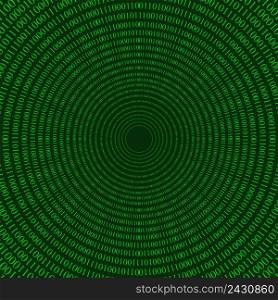 Abstract Technology Background. Web Developer. Computer Code. Programming. Coding. Hacker concept. Vector Illustration.matrix circular pattern effect of the tunnel