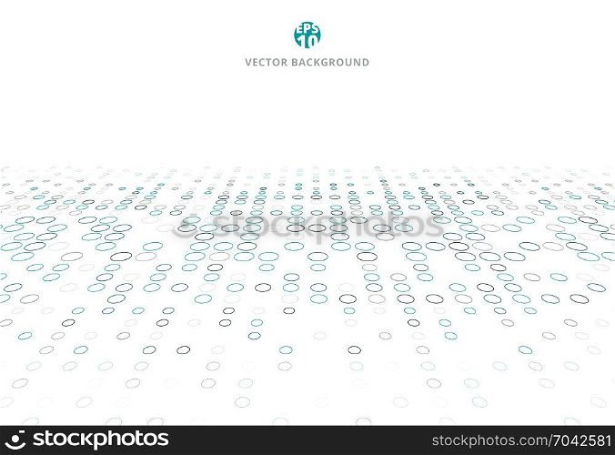 Abstract technology background with blue border circles pattern perspective, Vector illustration