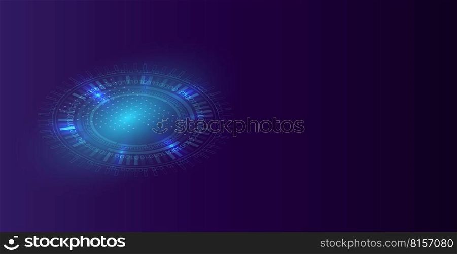 Abstract technology background with Bright circle and shine light within. Database structure concept with line and dot connection. Medical technology template for hospital and lab Vector