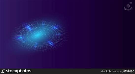 Abstract technology background with Bright circle and shine light within. Database structure concept with line and dot connection. Medical technology template for hospital and lab Vector