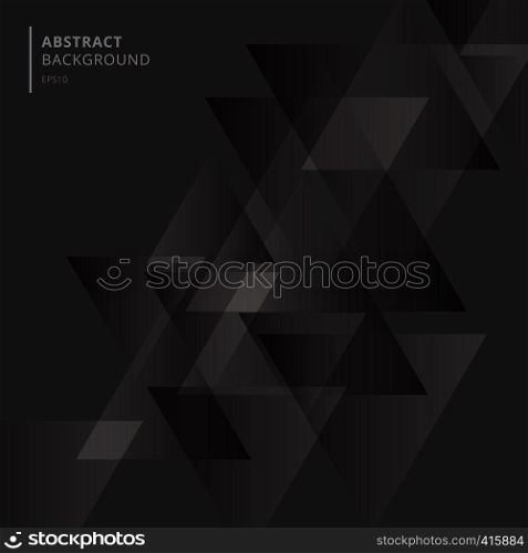 Abstract technology black geometric triangles shape overlapping background. Vector illustration