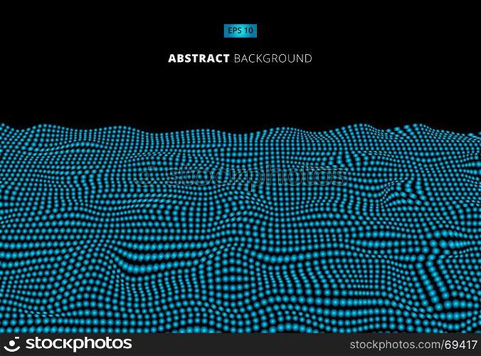 Abstract technology blue dots wave, Wavy stripes pattern, Rough surface, Vector Illustration