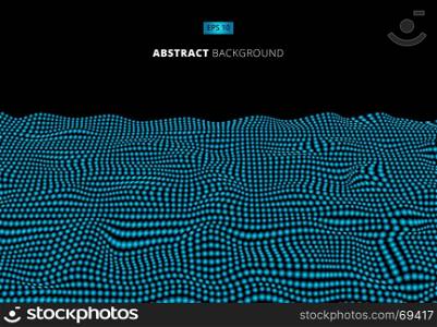 Abstract technology blue dots wave, Wavy stripes pattern, Rough surface, Vector Illustration