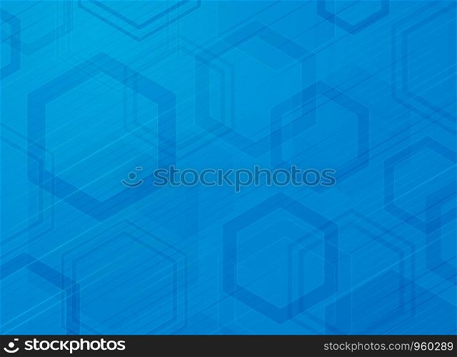 Abstract technology blue hexagon pattern modern design background. Decorating in color dimension design using for ad, poster, brochure, copy space, print, cover design artwork. illustration vector eps10