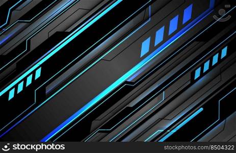 Abstract technology blue light black circuit cyber futuristic grey metallic dynamic design modern background vector illustration.