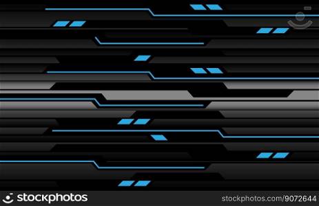 Abstract technology blue light power cyber line futuristic black circuit on metal design ultramodern background vector 