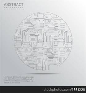 Abstract technology circuit board and connection system background with digital data. Vector illustration