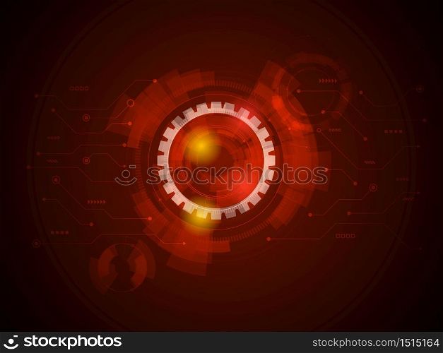 abstract technology circuits in red background vector illustration