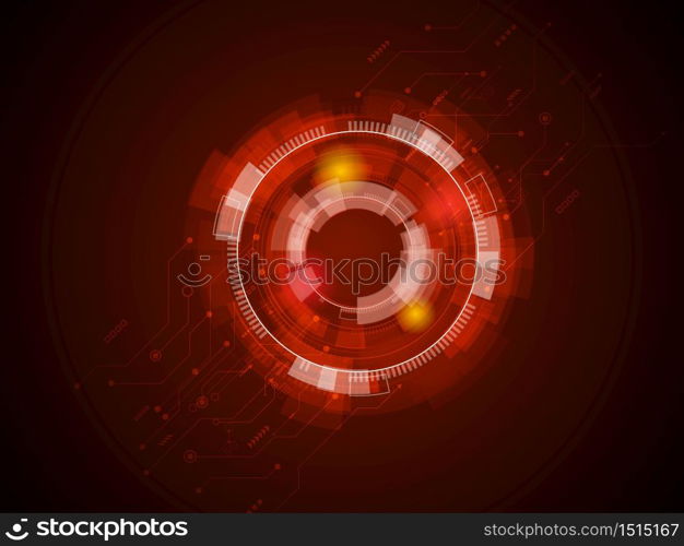 abstract technology circuits in red background vector illustration