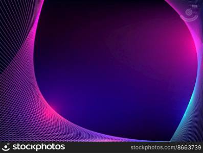 Abstract technology concept blue and pink glowing neon colors lines pattern with lighting effect on dark background. Vector illustration