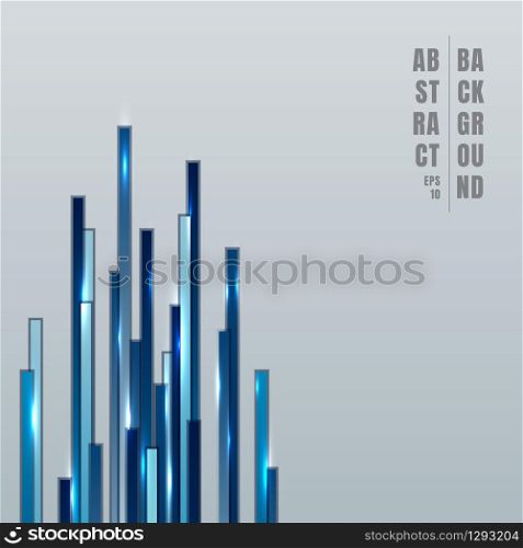 Abstract technology concept blue vertical lines with lighting overlapping layer on gray background space for your text. Vector illustration