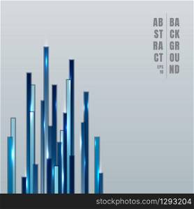Abstract technology concept blue vertical lines with lighting overlapping layer on gray background space for your text. Vector illustration