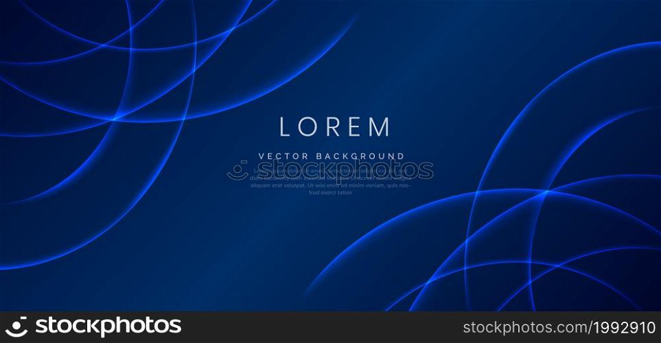 Abstract technology concept curved blue lighting overlapping design background with copy space for text. Vector illustration