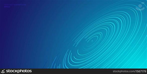 Abstract technology concept distorted circles pattern circular Spiral lines, star trails on blue background with space for your text. Vector illustration