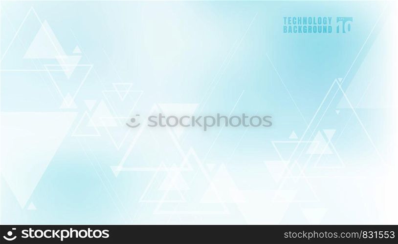 Abstract technology concept geometric triangles and lines on blue background. Connection science and futuristic tech, digital structure. Vector illustration
