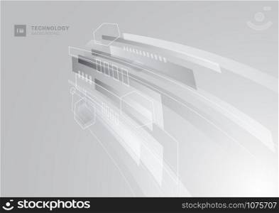 Abstract technology concept gray and white geometric corporate design perspective background. Vector illustration