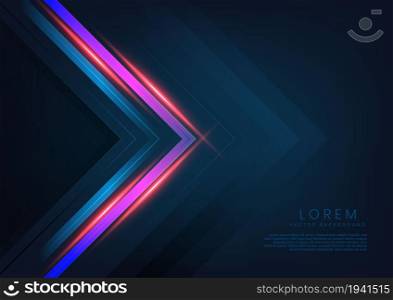 Abstract technology concept pink lights triangle with red lighting effect on dark blue background. You can use for ad, poster, template, business presentation. Vector illustration