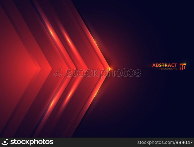 Abstract technology concept red lights triangle on dark background with space for you text. Vector illustration