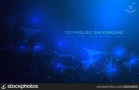 Abstract technology connect blue polygon triangle lines dots geometric background vector illistration.