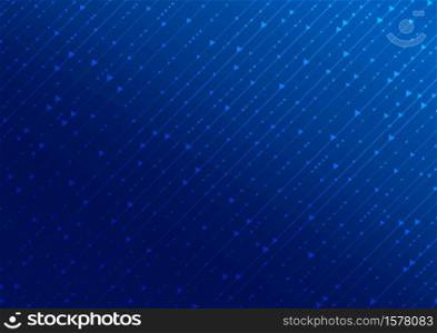Abstract technology digital concept square and arrow pattern with line on blue background. High speed system. Vector illustration