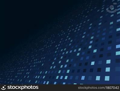 Abstract technology digital data blue square pixel pattern perspective background. Vector illustration