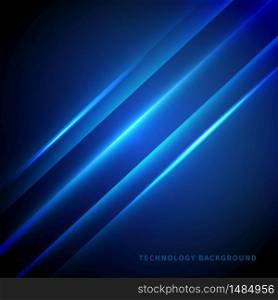 Abstract technology digital diagonal laser line on dark blue background. Vector illustration