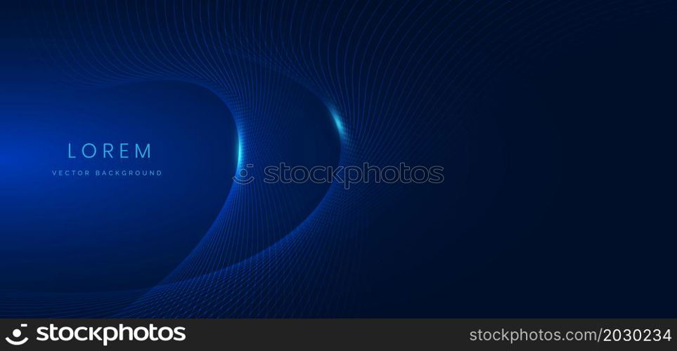 Abstract technology digital lighting futuristic glowing blue light lines wave background. Vector illustration