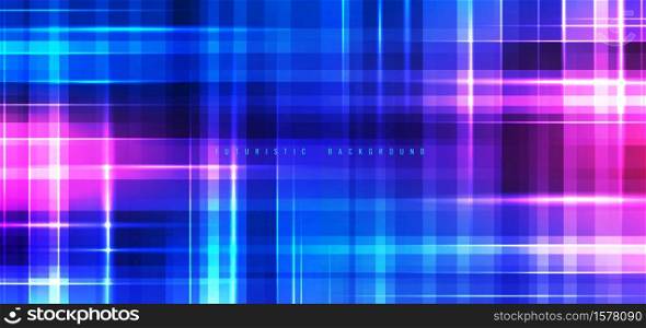 Abstract technology futuristic background neon lights effect shiny striped lines blue and pink gradient color. Vector illustration