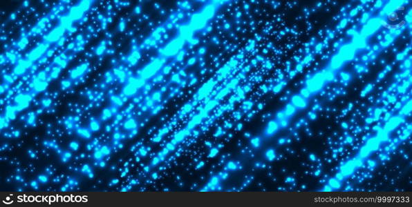 Abstract technology futuristic blue magic particles lines light sparkling glitter on dark background. Vector illustration