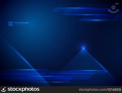 Abstract technology futuristic concept digital of blue light ray with diagonal stripes lines texture on dark blue background. Science, energy, Vector illustration