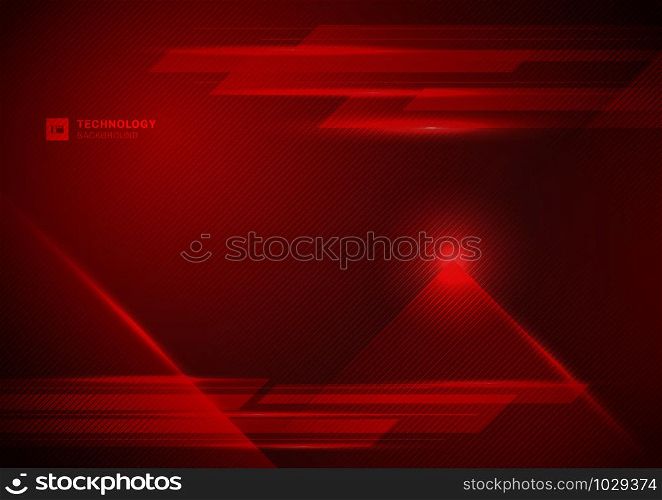 Abstract technology futuristic concept digital of red light ray with diagonal stripes lines texture on dark red background. Science, energy, Vector illustration