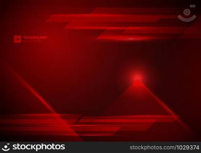 Abstract technology futuristic concept digital of red light ray with diagonal stripes lines texture on dark red background. Science, energy, Vector illustration