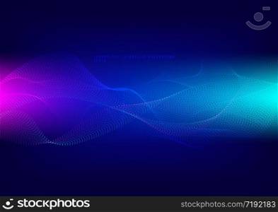 Abstract technology futuristic concept dots particles wave line with lighting effect background. Vector illustration