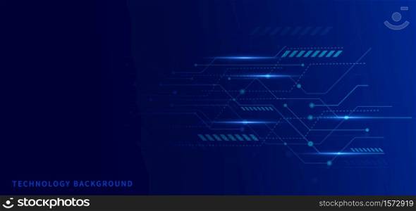Abstract technology futuristic connect glowing blue lines and lighting on dark background. Vector illustration