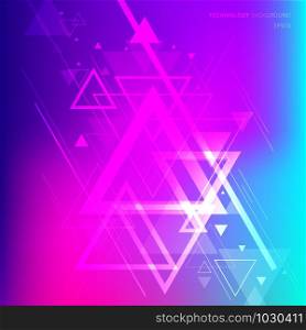 Abstract technology futuristic geometric triangles overlapping on vibrant gradient background. Vector illustration