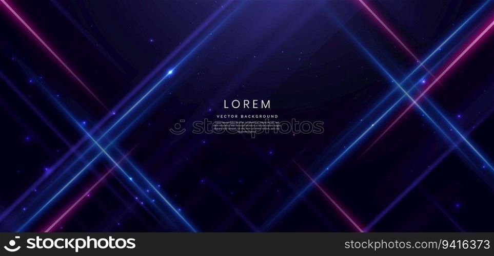 Abstract technology futuristic glowing blue and pink light lines with speed motion movingon dark blue background. Vector illustration
