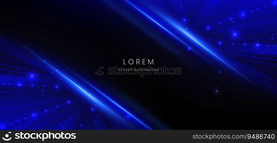 Abstract technology futuristic glowing neon blue light ray on dark blue background with lighting effect. Vector illustration