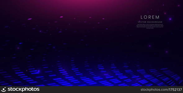 Abstract technology futuristic glowing square pattern neon blue and pink with speed motion moving on dark blue background. Vector illustration