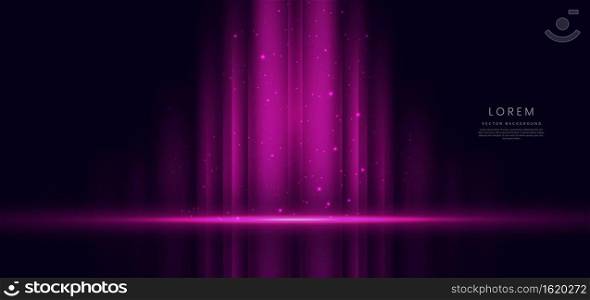 Abstract technology futuristic glowing vertical pink light ray on dark background with lighting effect sparkle. Vector illustration