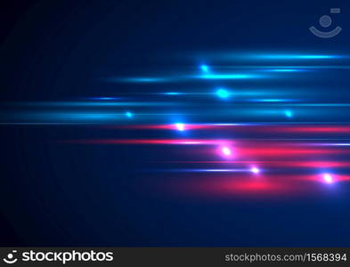 Abstract technology futuristic lighting effect speed motion on blue background with space for your text. Vector illustration